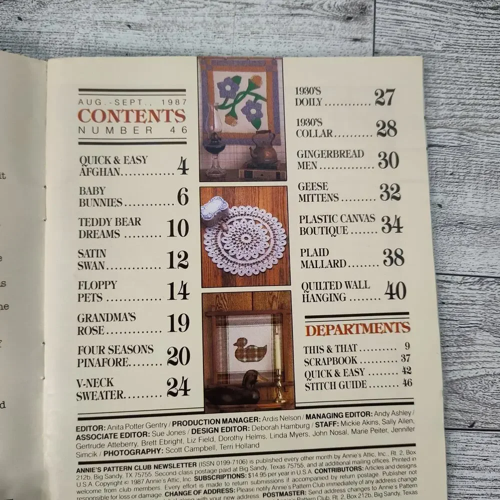 Annies‎ Pattern Club 1987 Vintage Crochet Craft Booklet Floppy Pets Afghan Doily